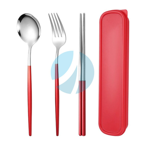 Red Harmony Set — набор в серебристо-красном цвете для суши и лапши с чехлом
