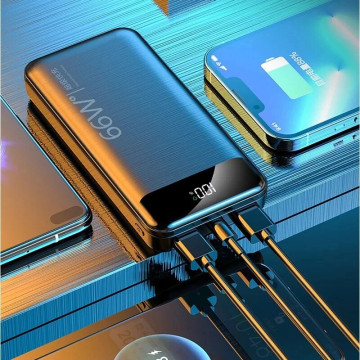 Power bank-повер банк 10000 mah зі швидко зарядкою з 4 м'я з вбудованими кабелями для заряджання