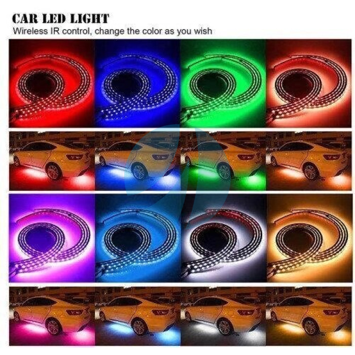 Підсвічування для дна і салону автомобіля rgb + режим світломузики 2 стрічки по 60 см 2 за 90 см