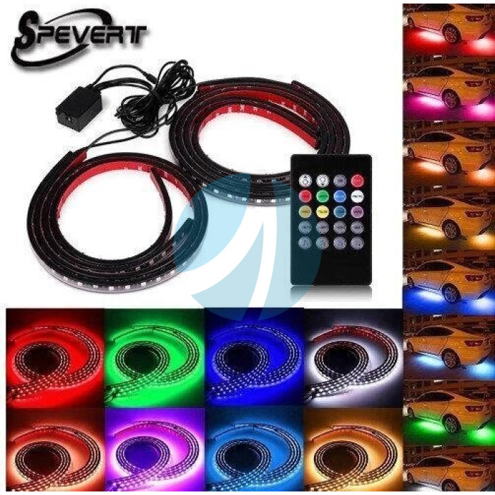Підсвічування для дна і салону автомобіля rgb + режим світломузики 2 стрічки по 60 см 2 за 90 см