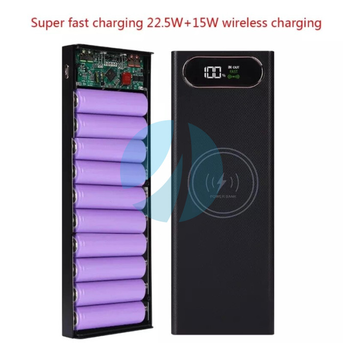 Power bank корпус повербанка з бездротовим швидким заряджанням 22 w на 10 банок 18650