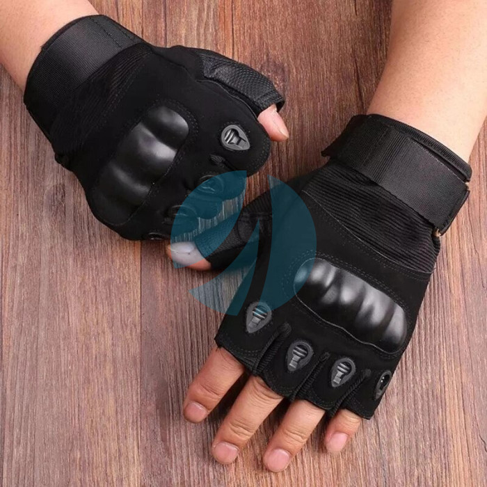 Первчатки військових тактичні з полупцями чорні Л і ХЛ, пісок М